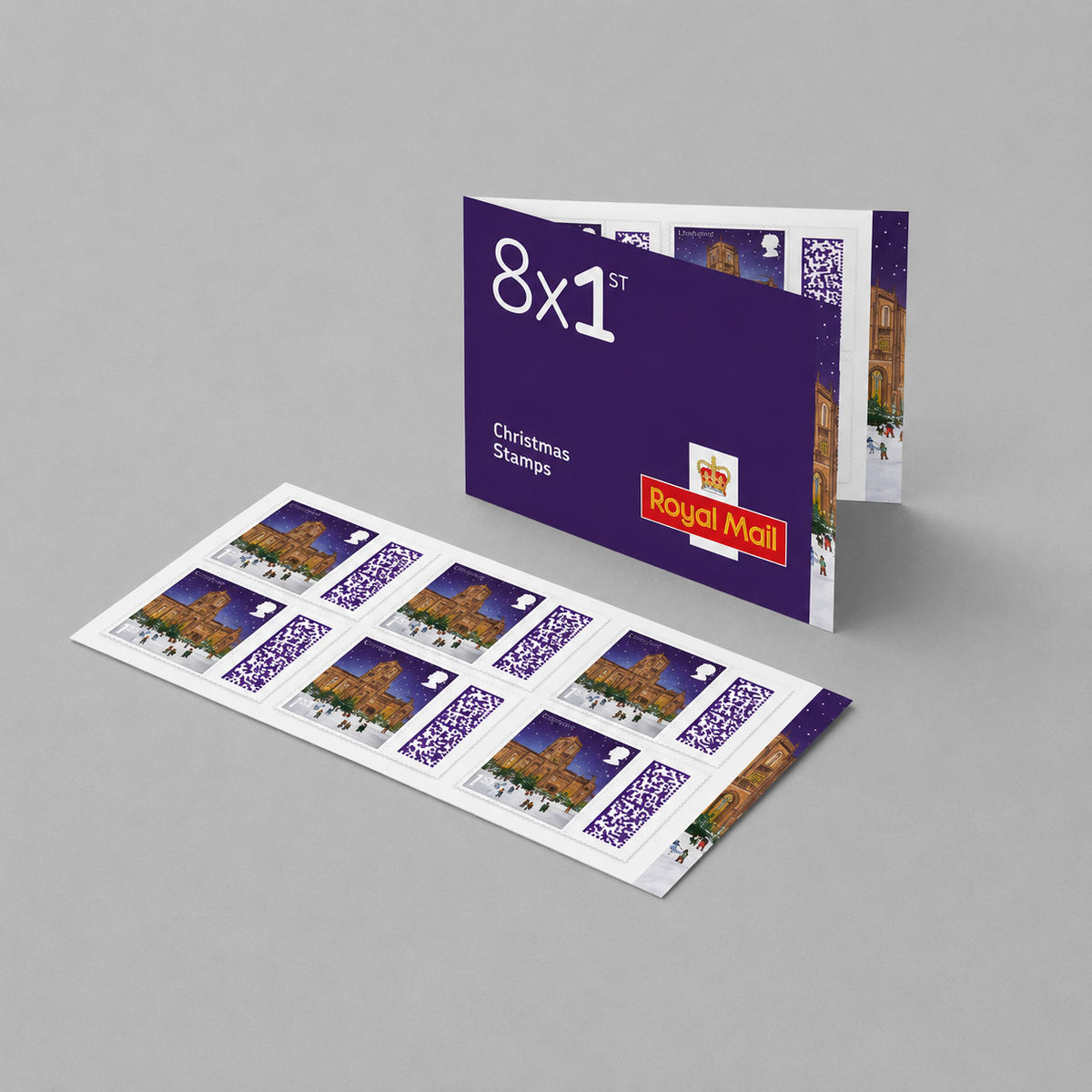 8 x Royal Mail 1st Class Christmas Stamps